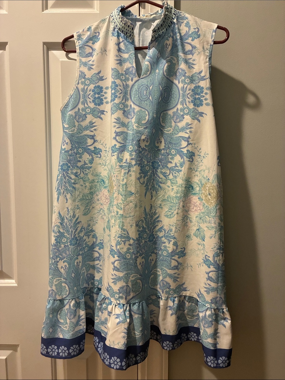 Blue Paisley and Floral Dress